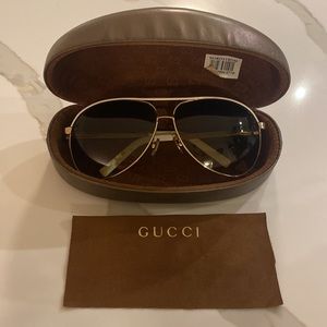 Gucci White and Gold Aviators